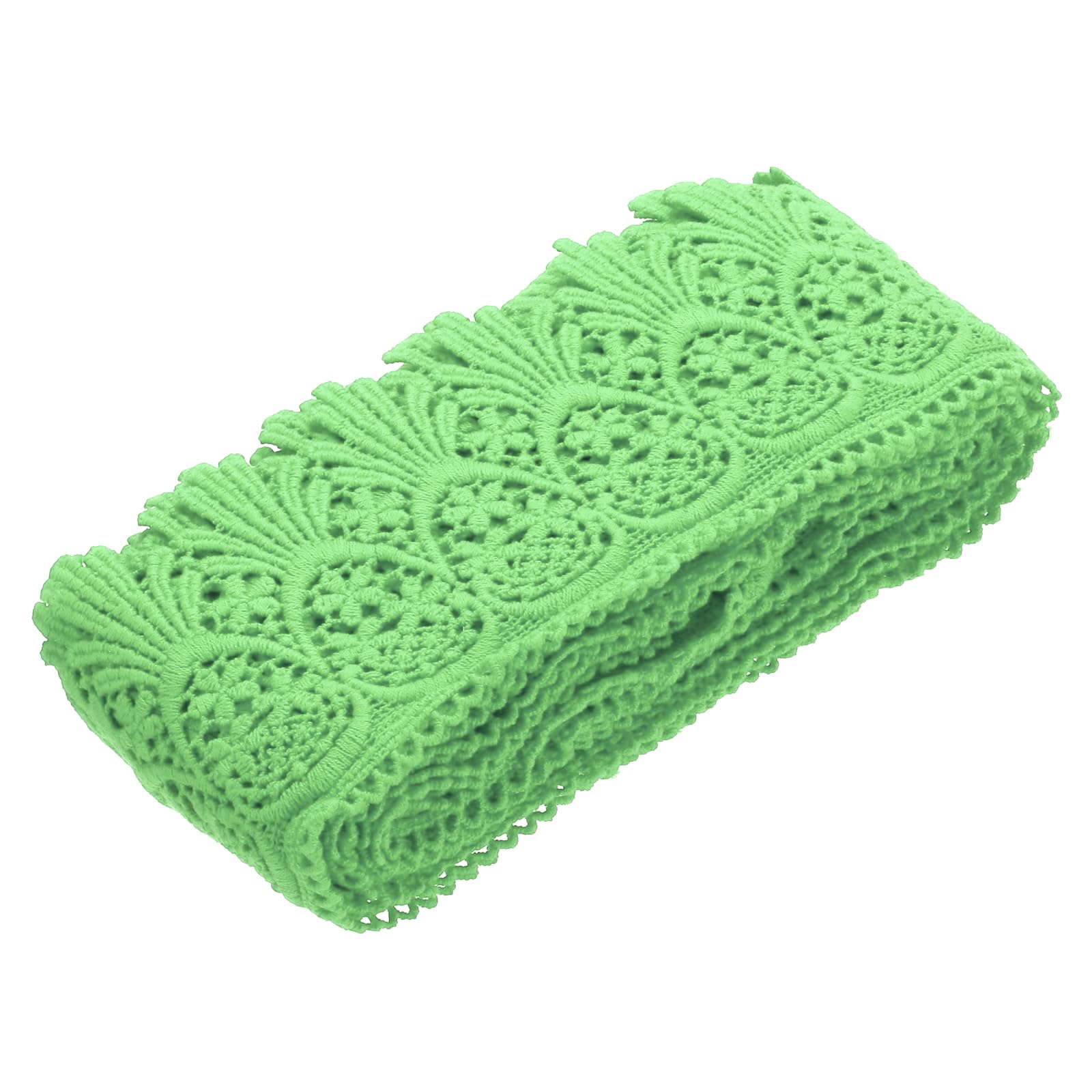 sourcing map Cotton Lace Trim Vintage Crochet 3inch x 9yard Green Stretch Lace Edge Ribbon for DIY Scrapbooking Clothes Curtain Slipcover Fabric โ image 1