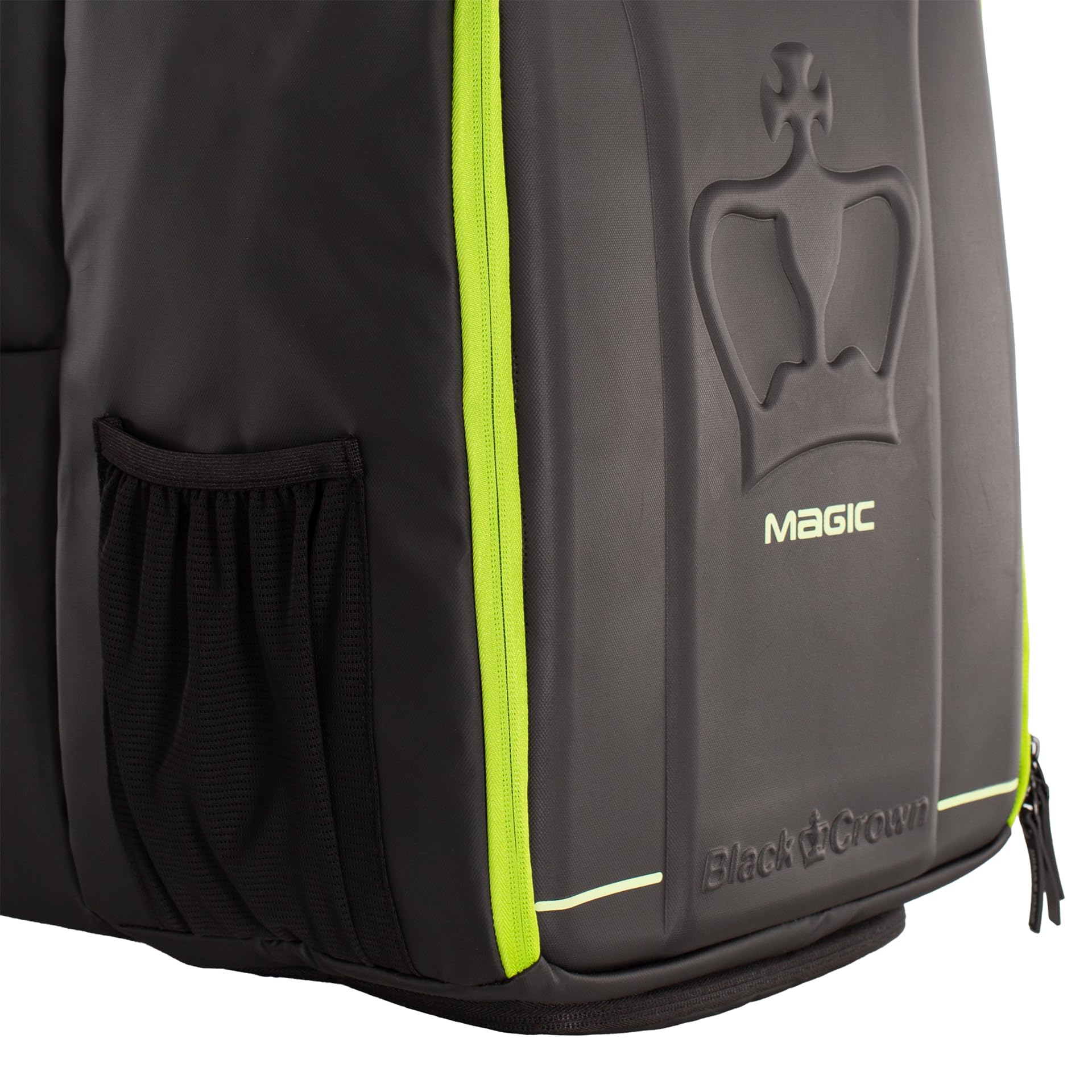Black Crown Mochila Magic – Diseño Elegante en Negro y Amarillo (30% EVA, 70% PVC), Compartimento para Palas, Bolsillo para Zapatillas y Transporte Cómodo