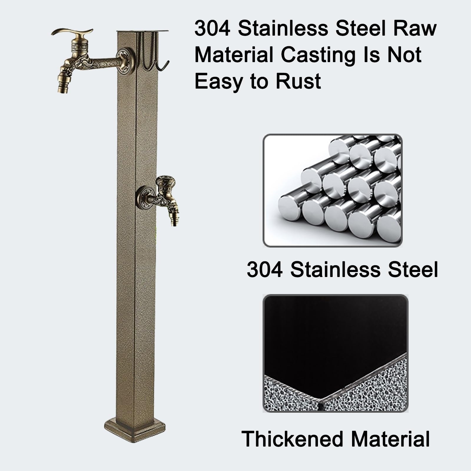 Fontanella da Giardino in Acciaio Inox 304 con Rubinetto per Esterni, Rubinetti da Esterno da Giardino con Accessori per L'installazione(80x8.5cm/32x3in)
