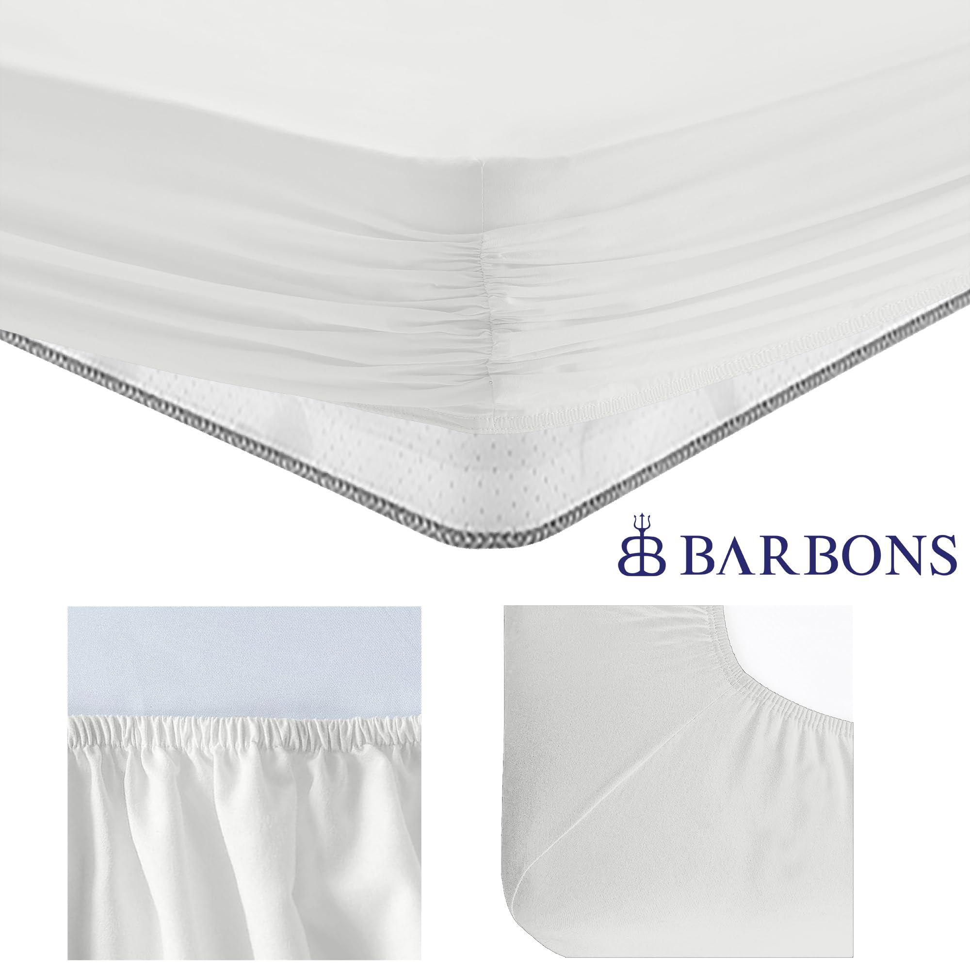 BARBONS Prześcieradło z gumką 200 x 200 cm – 100% bawełna, certyfikat Oeko-Tex, prześcieradło z dżerseju, na łóżko kontynentalne i grube materace do 27 cm, białe, 200 x 200 cm