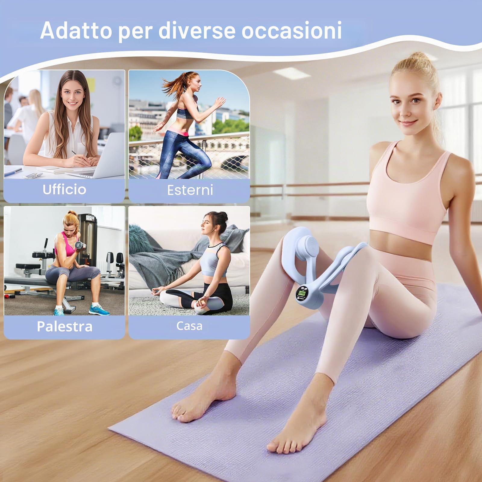 Attrezzo Interno Coscia, Allenatore per Cosce con Conteggio Intelligente, Attrezzi Esercizi Pavimento Pelvico Muscoli, Attrezzatura per Fitness Tonico della Coscia, per Gambe, Braccia, Post-Partum