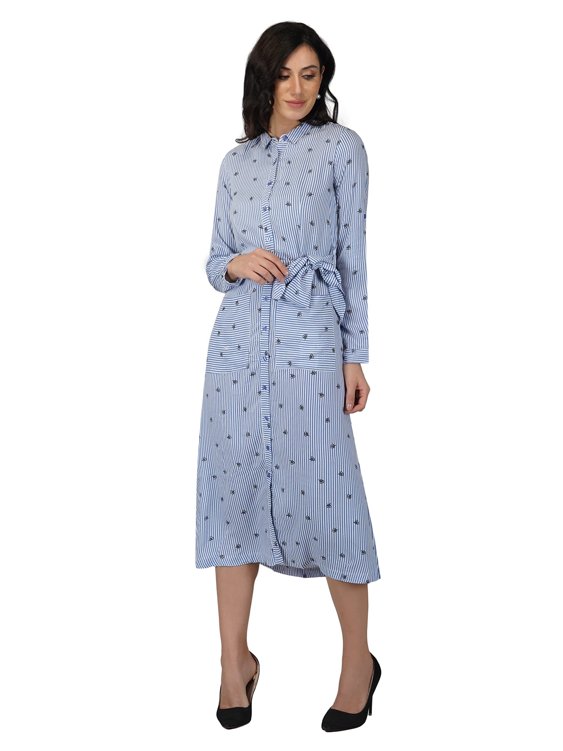 Rytras Women's A-Line Knee Length Maxi Western Dresses For Women(Rytdrs21_Blue_Xl)