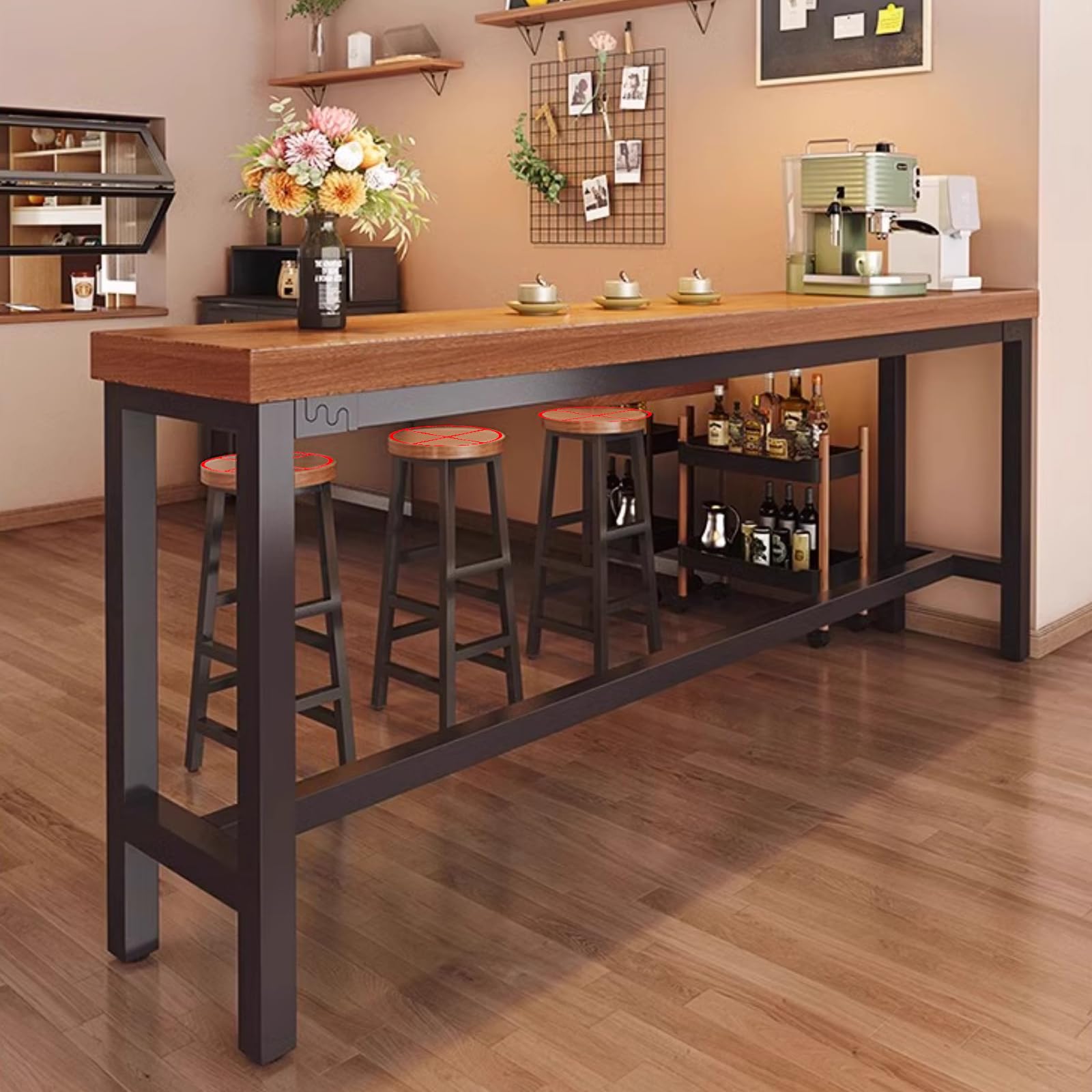 Mesa Alta Bar,Mesa Alta Cocina,Mesa De Bar Alta para Cocina,Mesa para Cocina,Mesa Barra Cocina Alta,Mesa De Cocina,Mesa Auxiliar Cocina,Adecuado para Bistro, Comedor, Cocina (sillas no Incluidas)