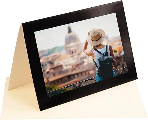 Miniatura 6 de Better Office Products Tarjetas de notas con marco de fotos para fotos de 4 x 6 pulgadas, borde negro, paquete de 50, insertos de fotos con sobres