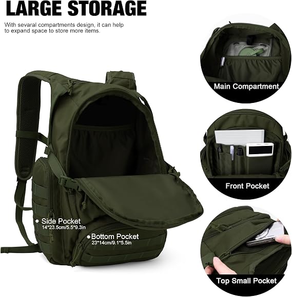 Mardingtop Tactical Backpack Military Rucksack 27L For Men Women Patrol MOLLE Assault Bag Daypack Or Motocycling pack for Outdoor Camping Hiking Sport Travel