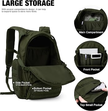 Mardingtop Tactical Backpack Military Rucksack 27L For Men Women Patrol MOLLE Assault Bag Daypack Or Motocycling pack for Outdoor Camping Hiking Sport Travel