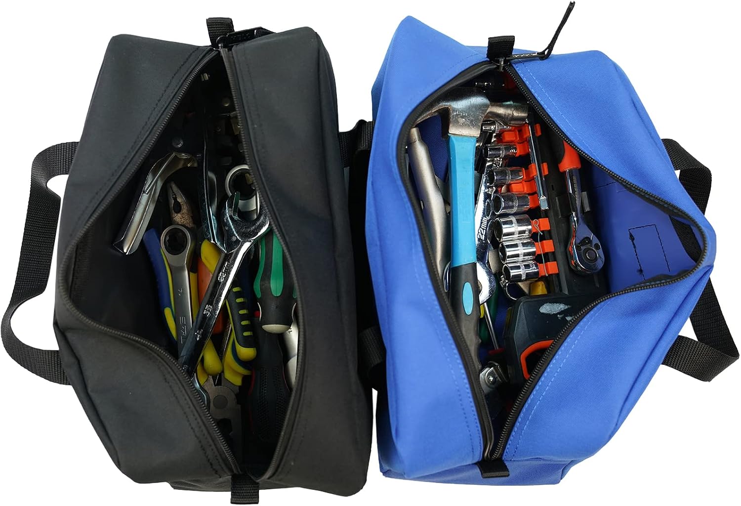 MELOTOUGH Utility Tool Tote bag Combo Kit-Includes 2 Medium Tool Organizer Bags for Electrician, Plumbing, Gardening, HVAC & More (Black& Bule)