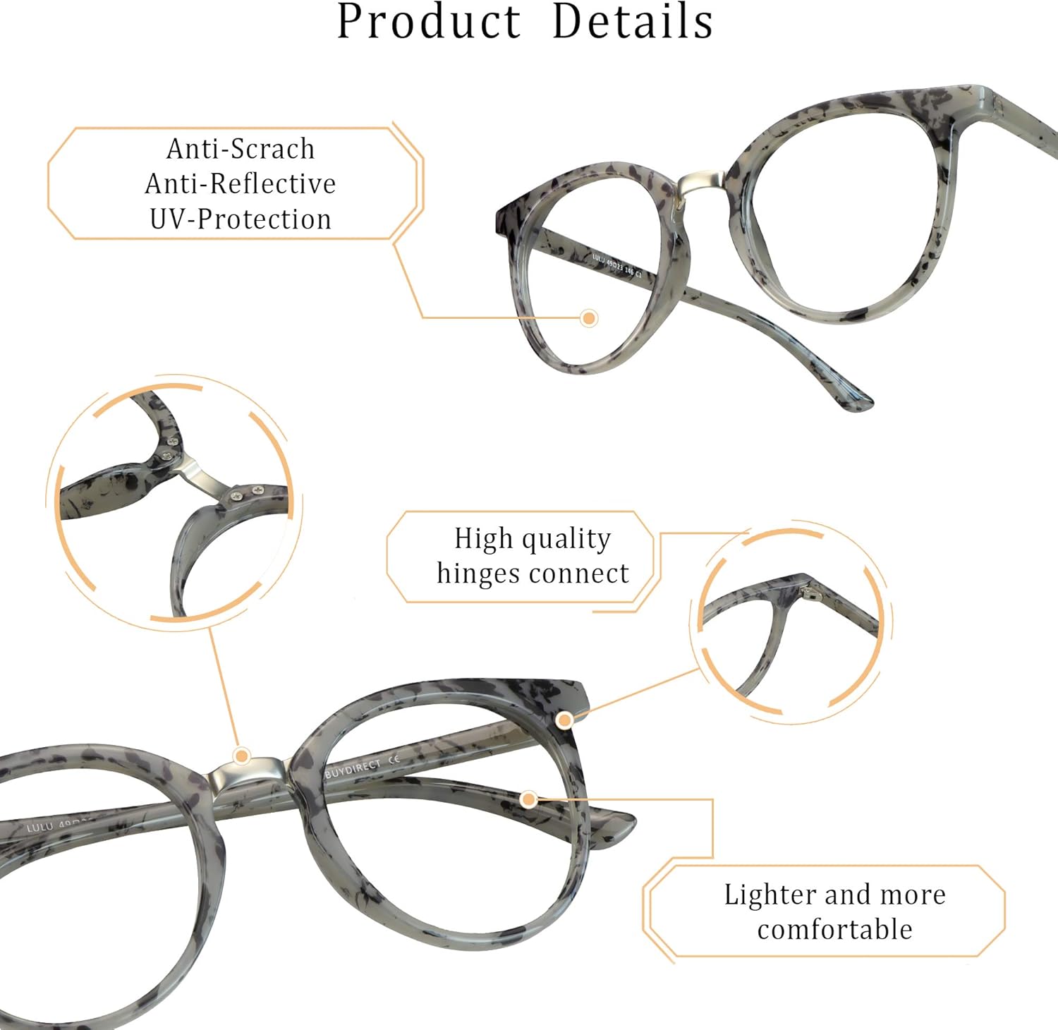 LifeArt Blue Light Blocking Glasses, Anti Eyestrain, Computer Reading Glasses, Gaming Glasses, TV Glasses for Women Men, Anti Glare (Grey, +0.75 Magnification)