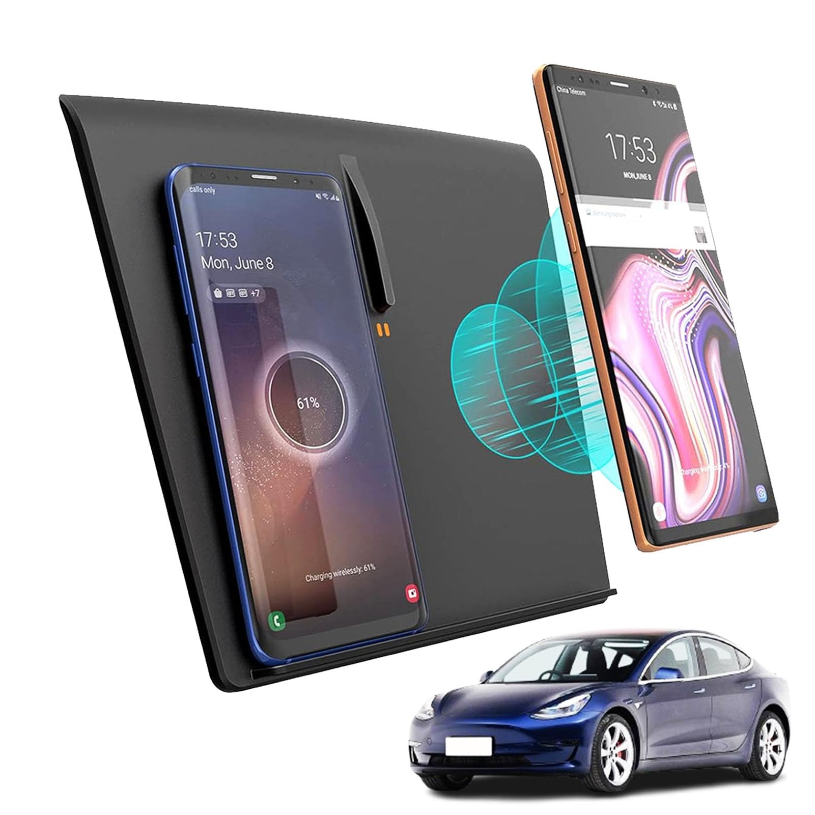 Ładowarka Samochodowa Bezprzewodowa do Tesla Model 3 [2017-Przed Czerwcem 2020], 15 W Szybka Płytka ładująca Konsola środkowa Podkładka Akcesoryjna do i-Phone Sam-sung