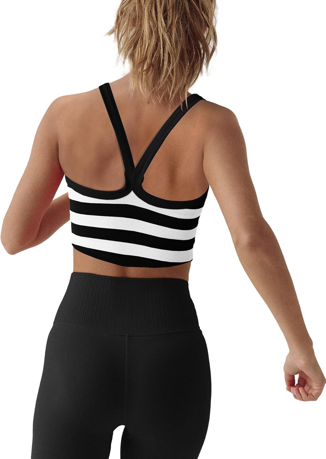 LAMISSCHE Womens Cropped Tank Tops Workout Sleeveless Striped Camisole Spaghetti Strap Athletic Gym Yoga Camis Top - Image 4