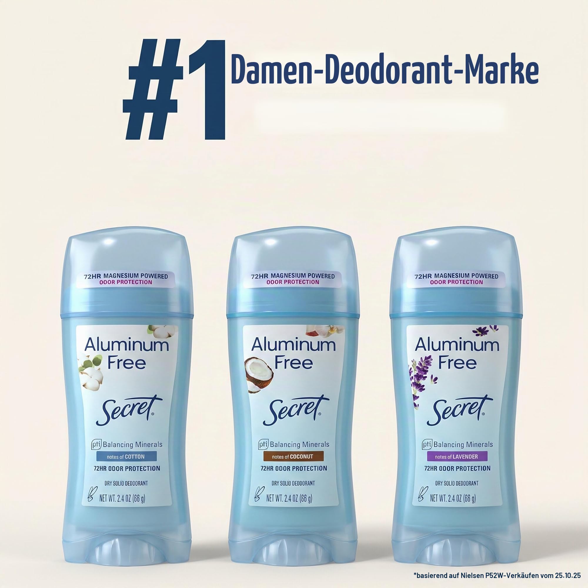 Secret Aluminum Free Deodorant für Damen, Rose Scent, 60 g, 3 Stück