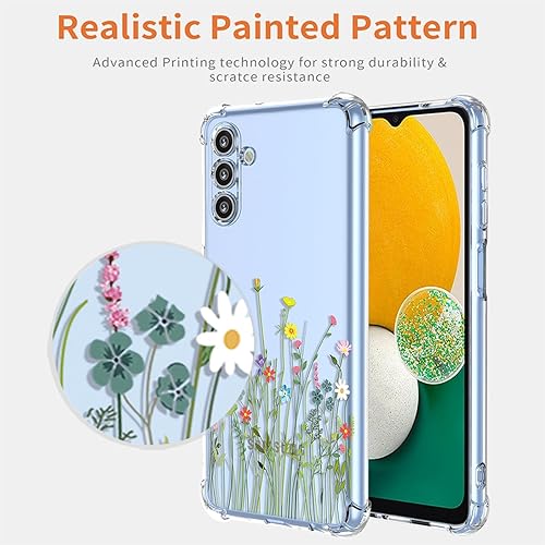 Miniatura 3 de Funda para Samsung Galaxy A13 5GGalaxy A04S SM-A136U SM-A047F con protector de pantalla, funda transparente con patrones de jardín de flores, funda