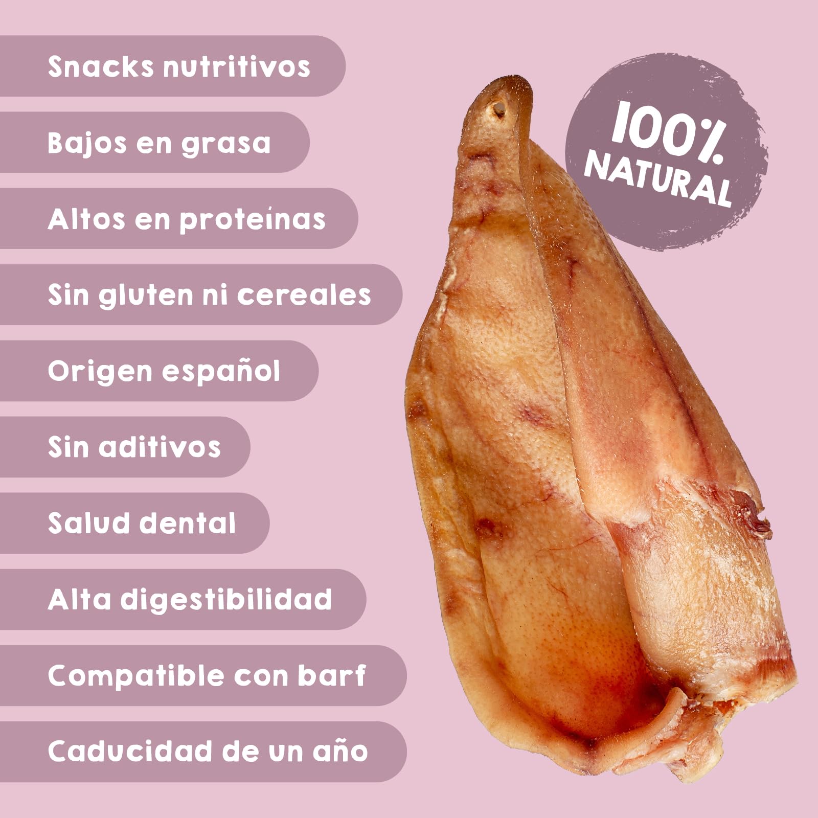MAIKAI Pack 10 Orejas de Cerdo para Perros Golosinas Naturales para Perros Snacks 100% Naturales y Mordedor Natural Alternativa a Huesos Premios Saludables para Perros