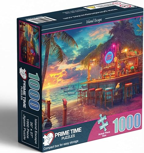 Miniatura 3 de Rompecabezas de 1000 piezas para adultos, bar en la playa al atardecer, rompecabezas desafiante perfecto para noches de juego, rompecabezas de 1000