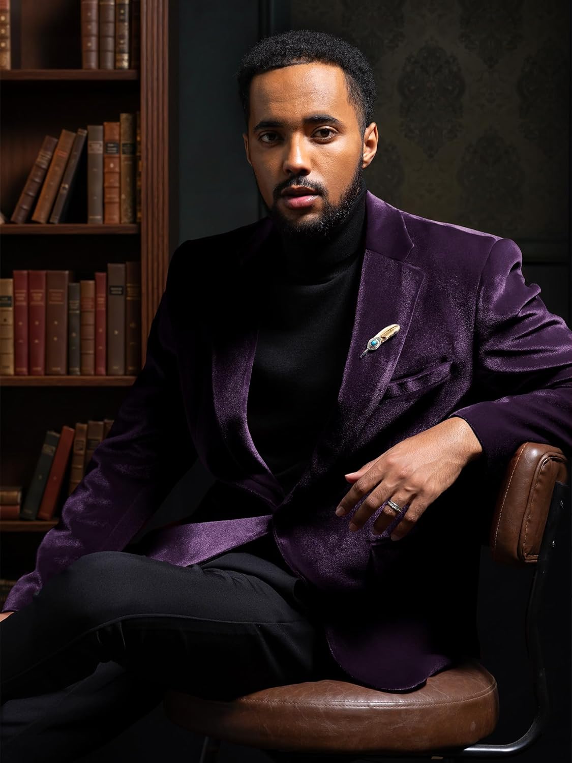 WEEN CHARM Velvet Blazer for Men Slim Fit One Button Sport Coat Tuxedo Jacket for Prom Wedding Party Dinner - Image 7