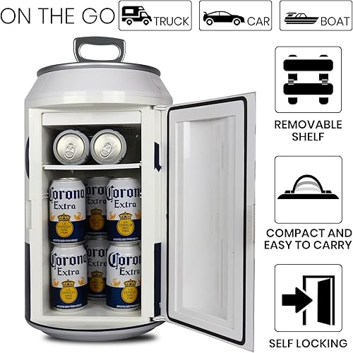 Miniatura 5 de Corona - Mini refrigerador personal termoeléctrico portátil de 12 latas capacidad de 10 litros106 cuartos de galón 12 V CC110 V CA para cerveza
