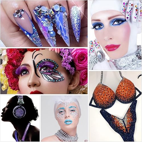 Miniatura 6 de Nibiru 28800 piezas de diamantes de imitación de resina AB con parte trasera plana, diamantes de imitación de gelatina de colores mixtos con forma