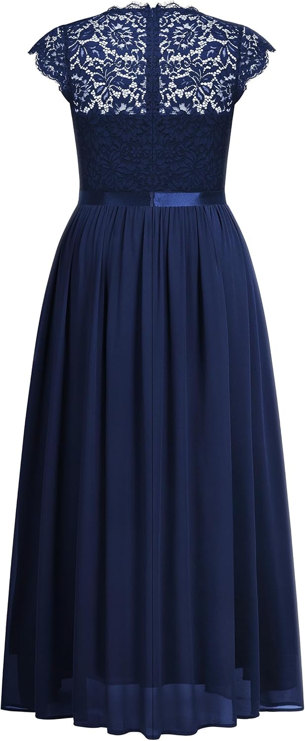 Miusol Women's Formal Floral Lace Plus Size Bridesmaid Party Maxi Dress - Image 6