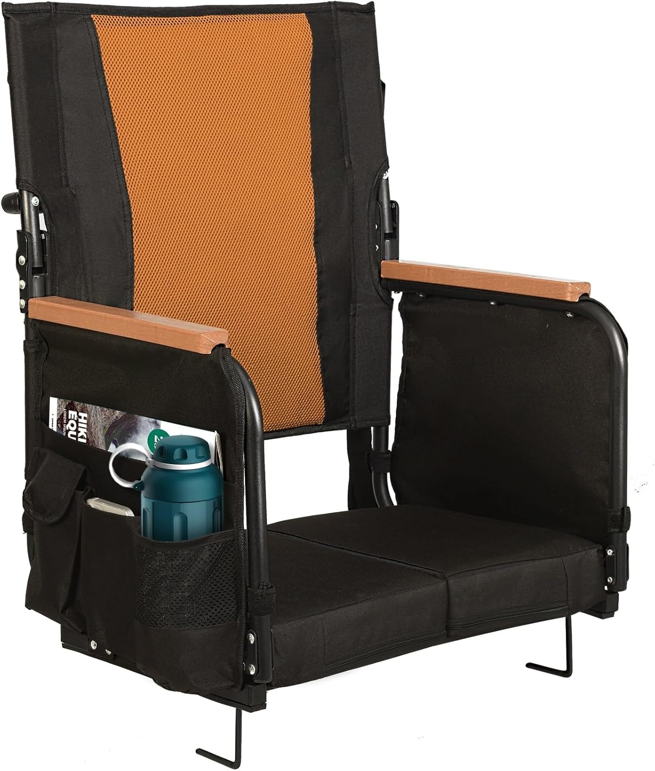 Extra Wide Stadium Seats with Back Support, Comfy Bleacher Chairs with Back Cushion, Cup Holders, and Storage Pockets, Foldable and Portable Bleacher Seat with Armrests