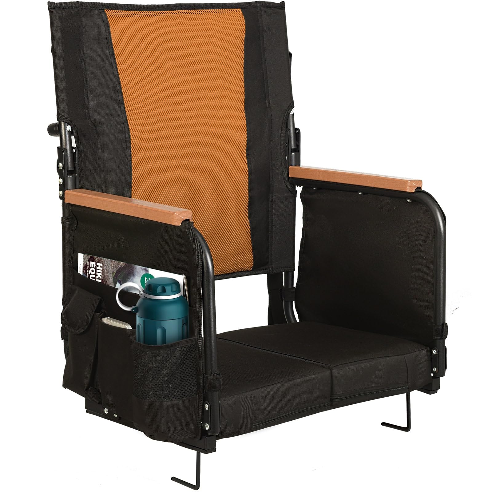 Extra Wide Stadium Seats with Back Support, Comfy Bleacher Chairs with Back Cushion, Cup Holders, and Storage Pockets, Foldable and Portable Bleacher Seat with Armrests