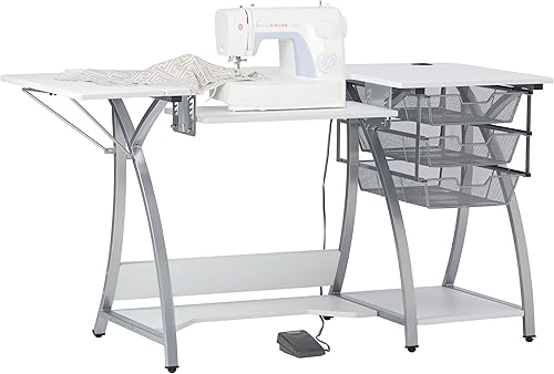 Sew Ready Pro Stitch - Mesa para máquina de coser, 56.75 pulgadas de ancho x 23.75 pulgadas de profundidad, mesa blanca para pasatiempos y máquina