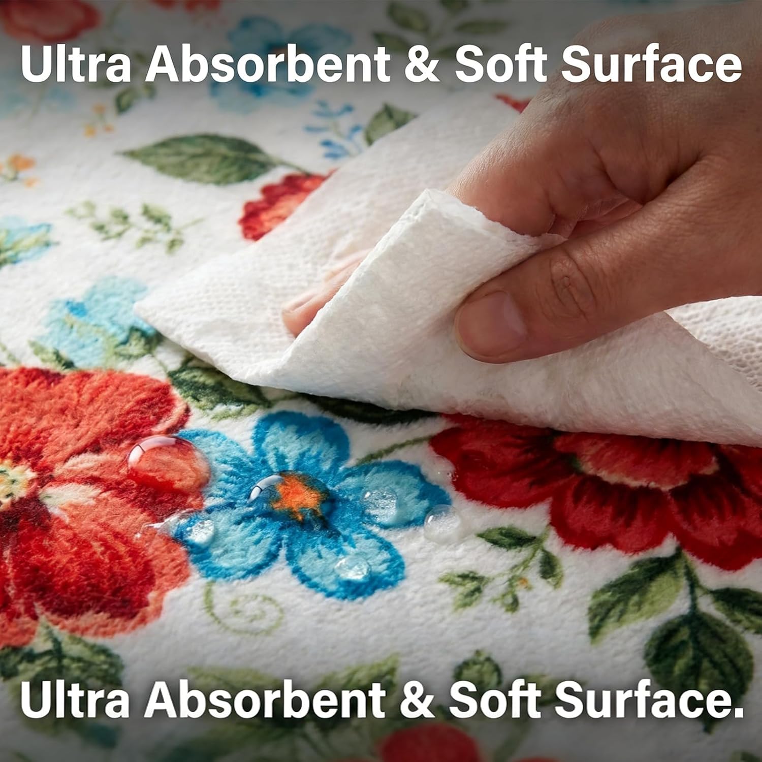 Kitchen Mats for Floor 3 Piece Set, Non Slip Washable Kitchen Rugs and Mats,Absorbent Soft Runner Rugs with TPR Backing,Pioneer Woman Farmhouse Style Floral Decor (20"x32"+20"x47"+20"x59") (Flower2)