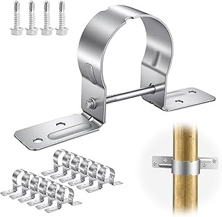 2-3/8" Fence Brackets 12Pcs, Galvanized Pipe Grip Tie Steel to Wood Fence Brackets Metal Brackets for Metal Posts ( Include 48 Pcs Screws)