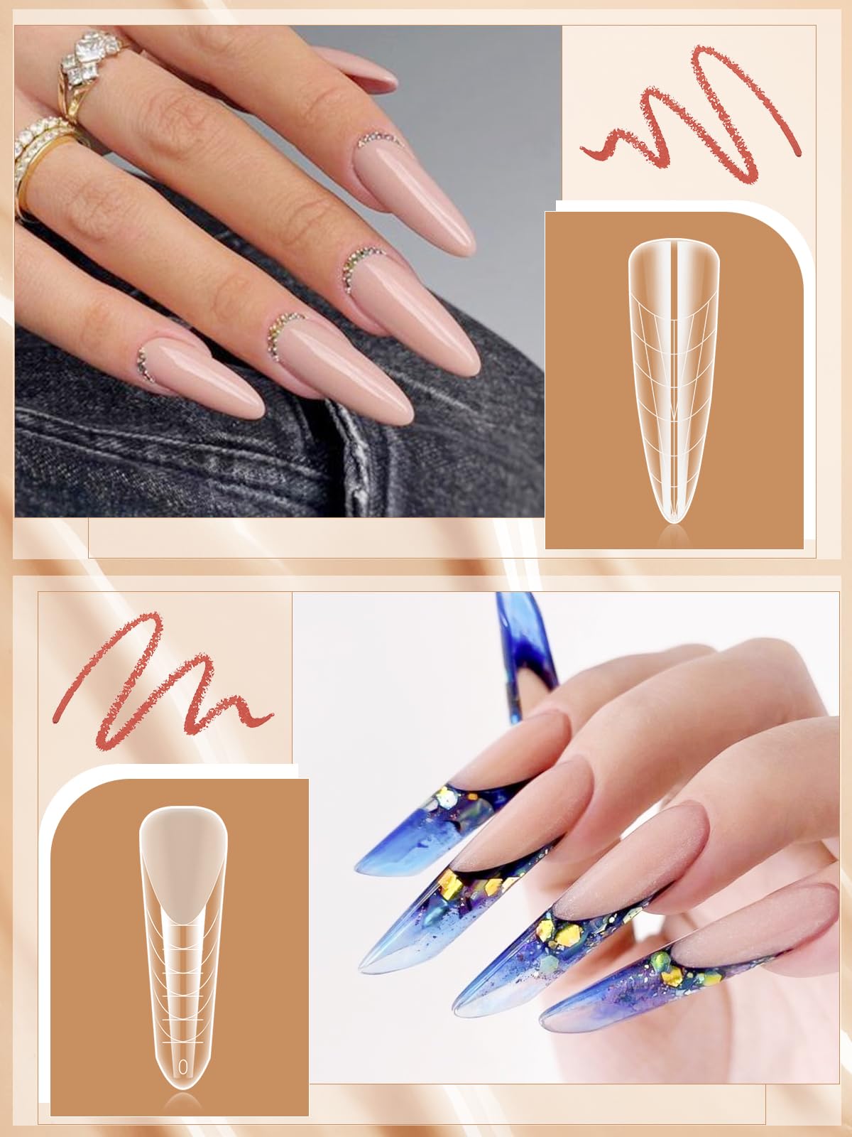 EBANKU 96PCS Matte Clear Dual Nail Forms System Full Cover Nail Mold Tips Acrylic Nail Extension Tools for Nail Art Salon Nails Design(4 Styles) - Image 4