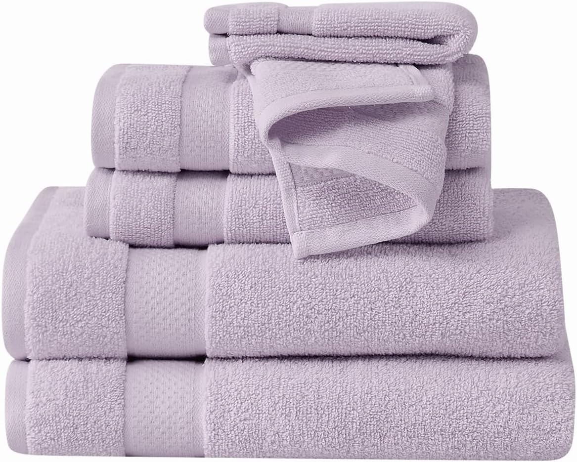 TRULY SOFT Quick Dry Lavender 6 Piece Towel Set, Solid Color Themed, Oeko-TEX Certified Confidence