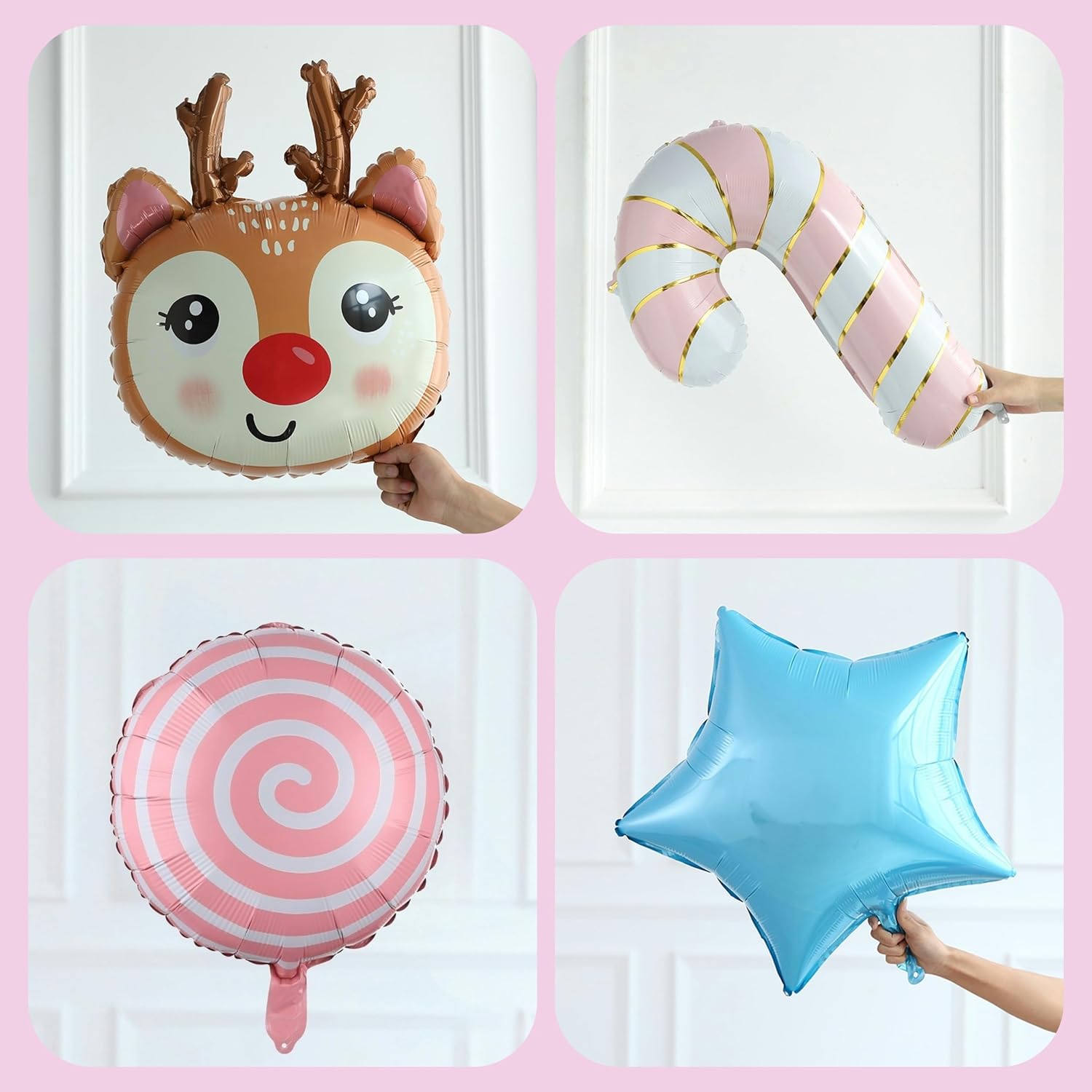 Christmas Balloon Garland Arch Kit, 161pcs Pastel Pink Green Balloons with Candycane Reindeer Peppermint Foil Balloons for Christmas Party Decorations Candyland Nutcracker Party Supplies - Image 6