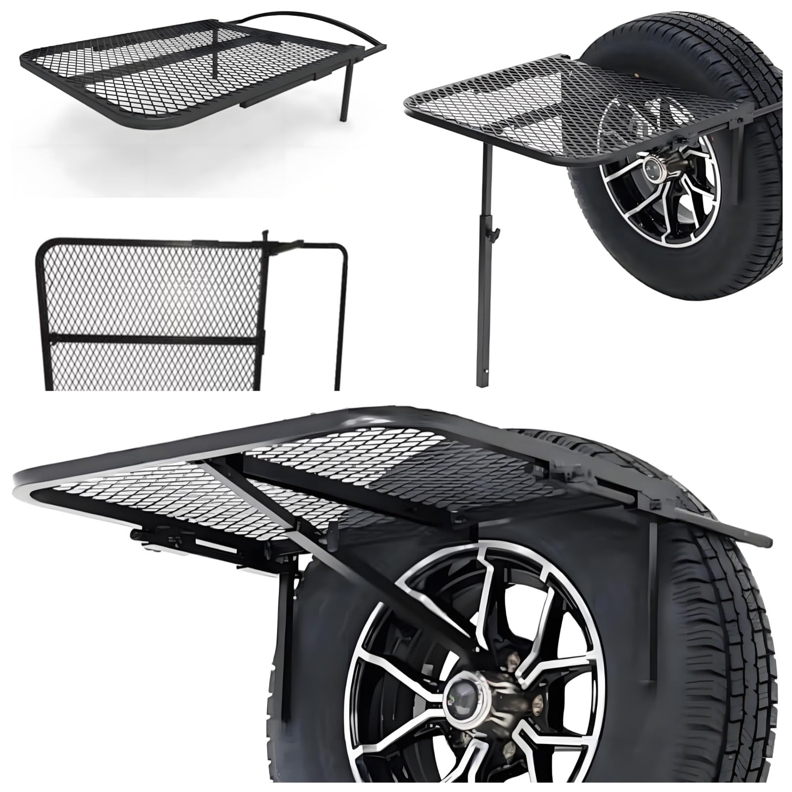 Table à tréteaux portable pour pneus de voiture pour l'extérieur, café, salle à manger, cuisine, pique-nique, barbecue, camping, table de camping pliante légère avec hauteur réglable, mini tables de