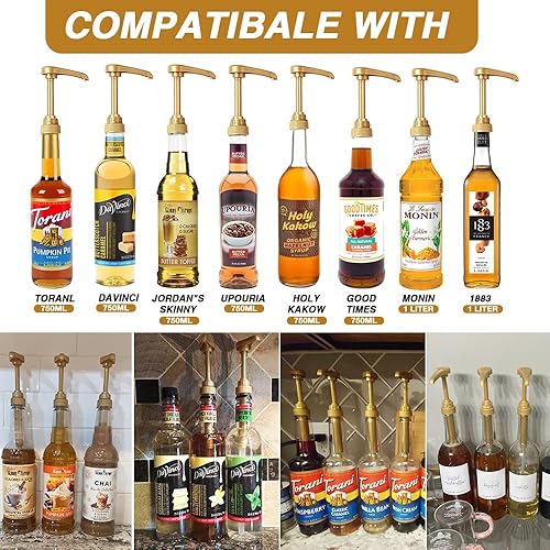 Miniatura 5 de 12 paquetes de dispensador de bomba de jarabe de café, se adapta a botellas de jarabe saborizante de café de 25.4 onzas, sin goteo, ideal para