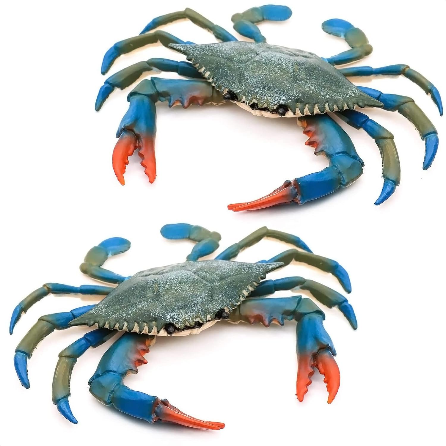 2pcs Realistic Crab Toy Wall Decor - Educational Bath Toys for Toddlers Ocean Animals Toys Plastic Food Toys Crab Toy for Baby - Animal Bath Toys Ocean Cake Decorations Kids Bath Toys Crab Baby Toy