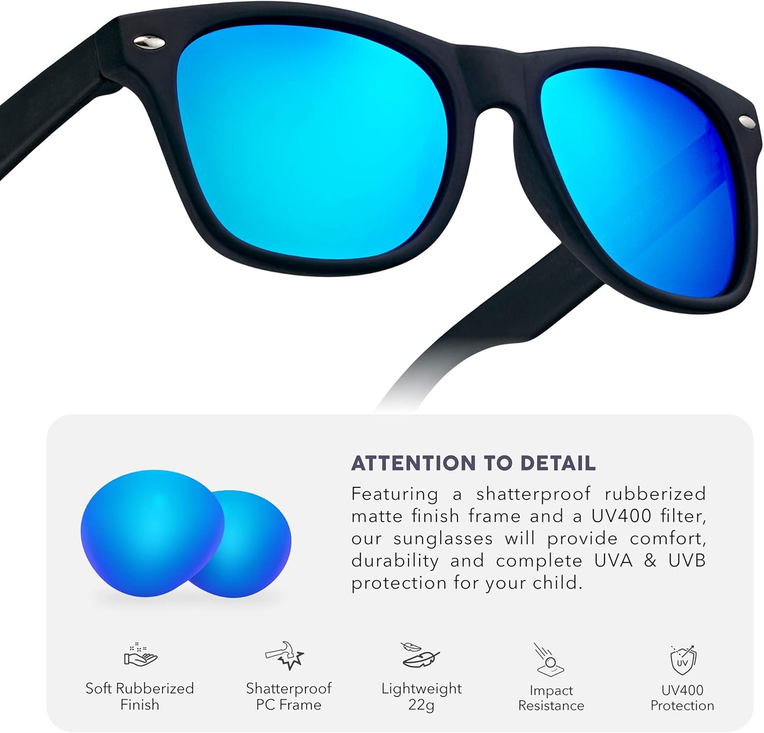 Kids Polarized Retro Sunglasses for Boys Girls Age 3-12 Shatterproof UV Protection Toddler Children Sun Glasses - Image 3