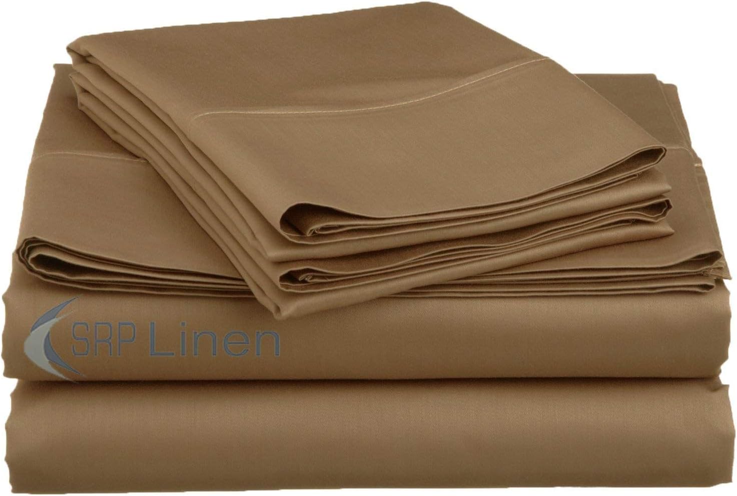 500-Thread-Count Super Soft Extra Deep Pocket Sheet Set Solid Pattern Fit Up to 21" inches Deep Pocket with Stain and Wrinkle Resistant (California King/Western King, Taupe)