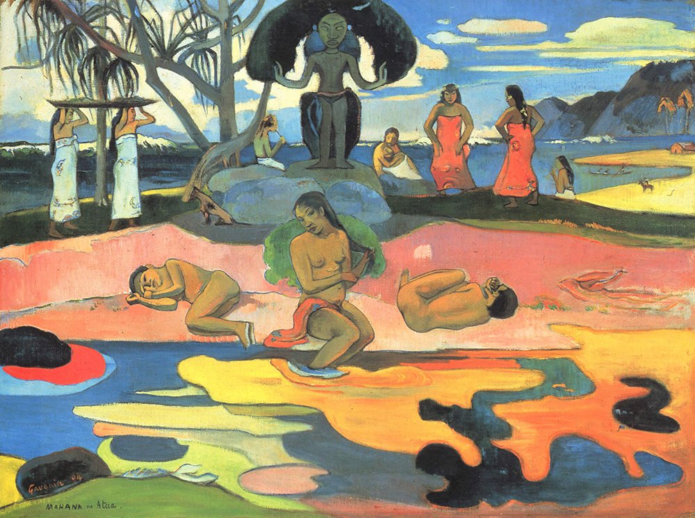 Lámina enmarcada Paul Gauguin Painted Floor cuadro marrón pequeña
