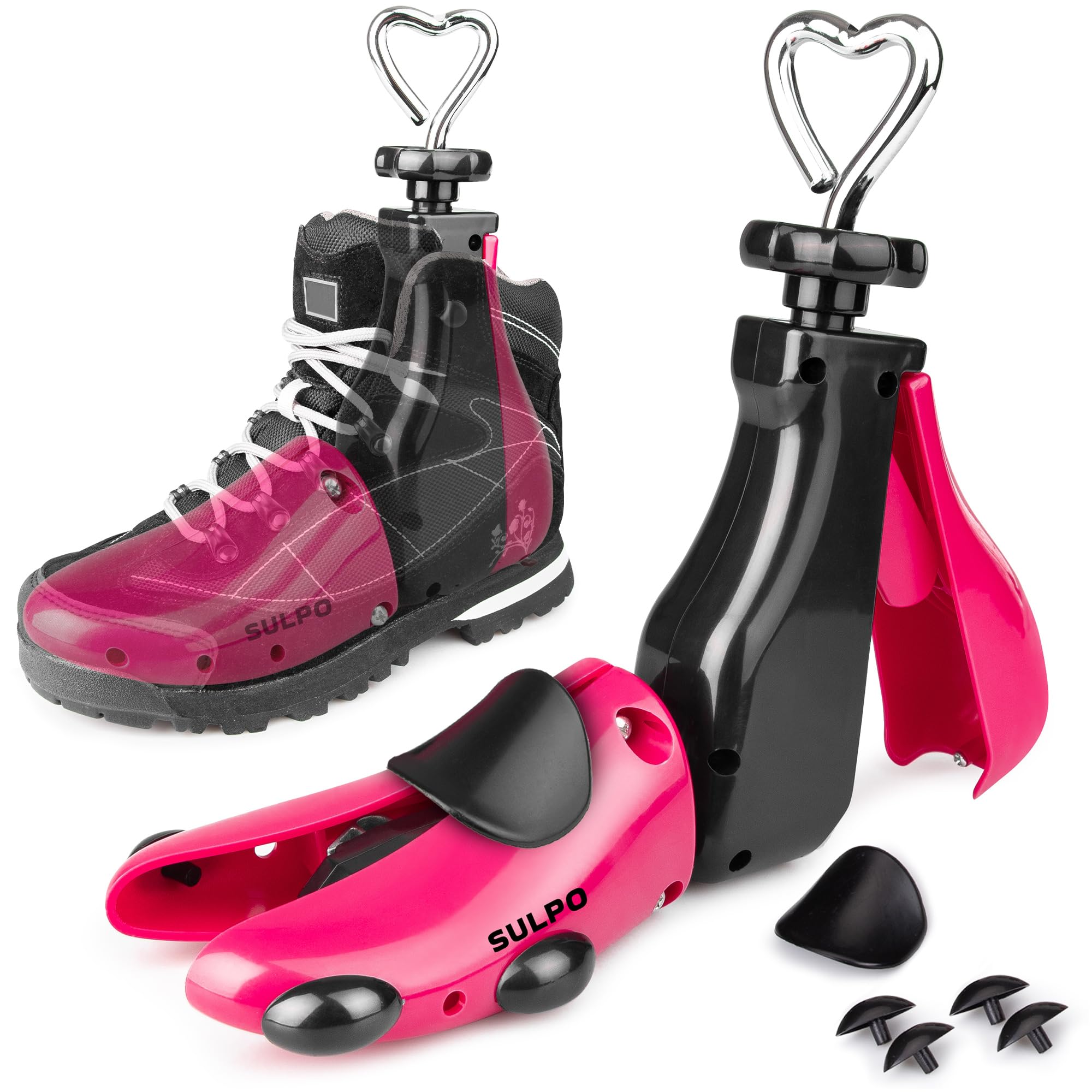SULPO Horma de zapatos de 3 g. Extensor de zapatos, para zapatos apretados, para zapatos apretados, hombre, mujer, zapatillas, botas, botines - extrafuerte, ajustable