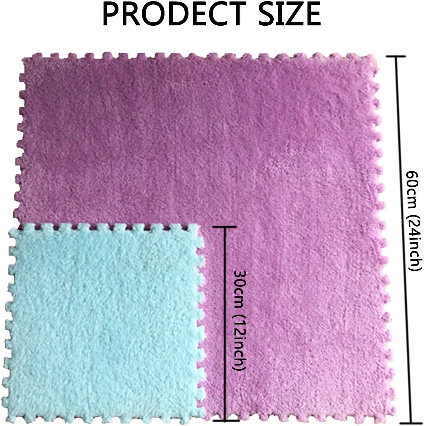 8pcs Interlocking Carpet Square Plush Foam Floor Tiles, 10mm Thick Fluffy Puzzle Rug Tiles, Climbing Foam Mats for Room(Gray,30x30cm)