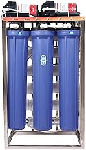 Uptech 100 LPH Commercial Ro Water Purifier Plant RO+UV+TDS Adjuster+AUTO SHUT OFF Output-100 Liter Per Hour Blue Stainless steel Fully Automatic with TDS Adjuster works up to 3000 TDS