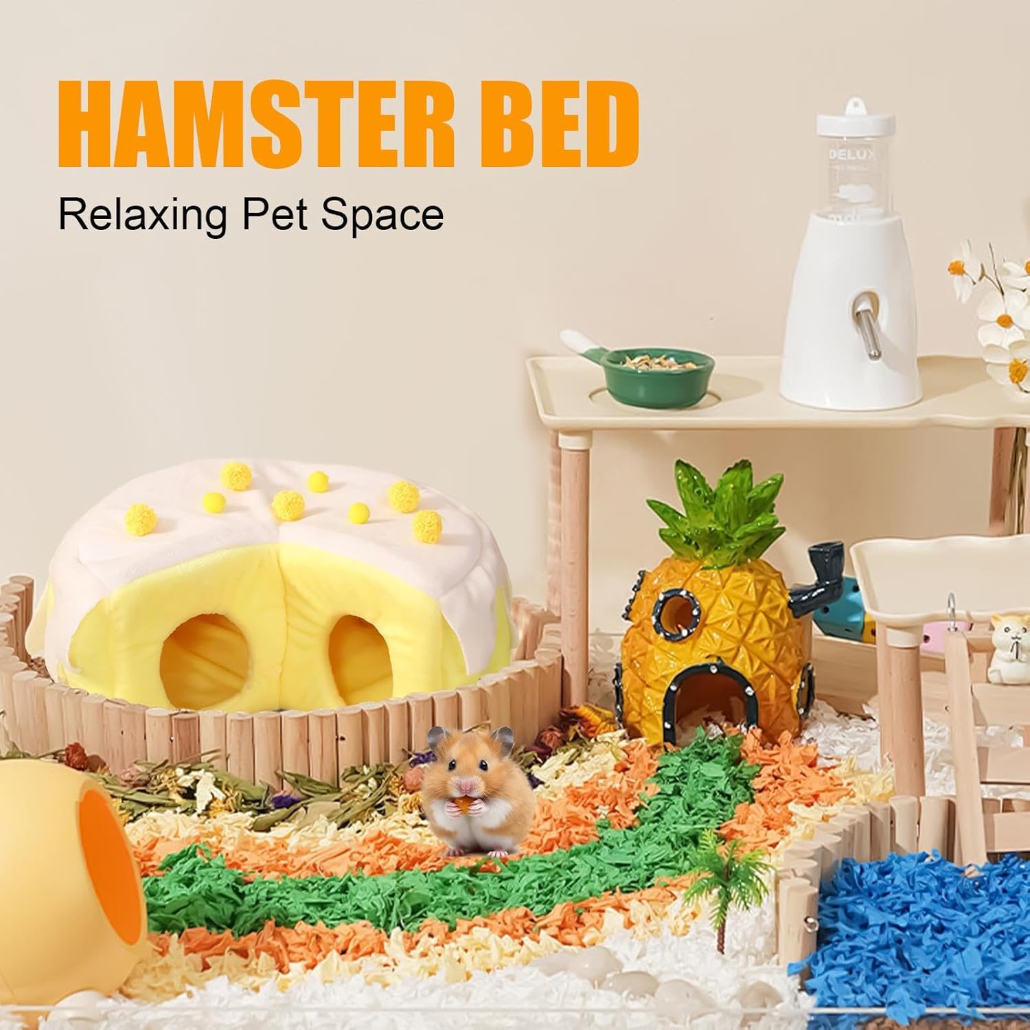 Hamster Warm Bed | Soft Warm Comfortable Cartoon Hamster House,Hedgehog Pet Cave Habitat House | for Bunnies Chinchillas Rabbits Animals Pet