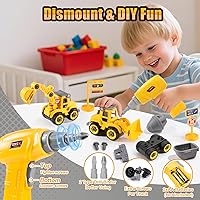 Vista 2 de LUDILO Toddler Kids Toys Boys 3-5: Mini DIY Assembly Stem Learning Educational Building Toy Cars with Electric Drill Sandbox Beach Construction Toy