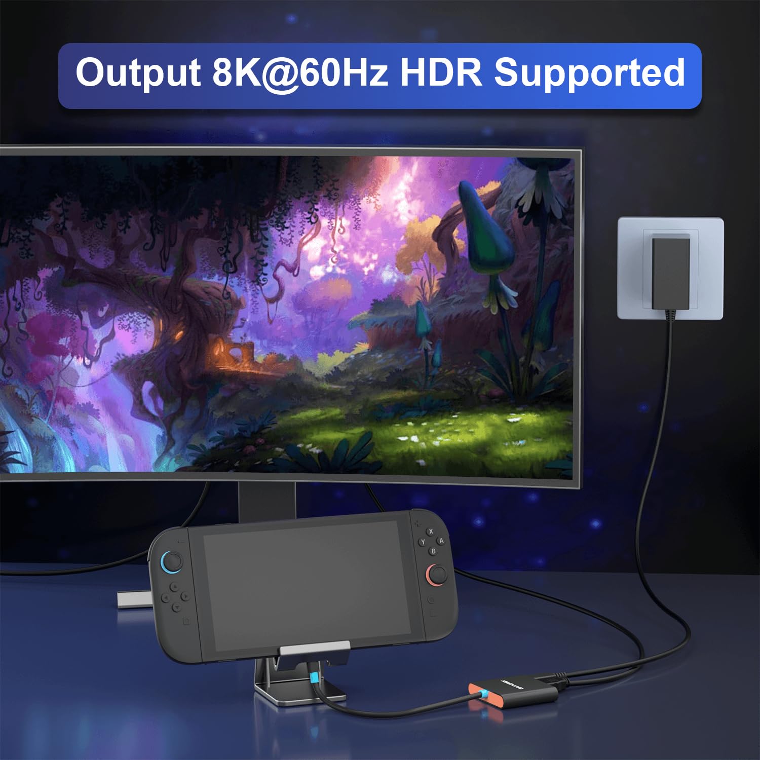 Switch 2 Portable Docking Station, Support 8K@60Hz, 4K@60Hz HDR