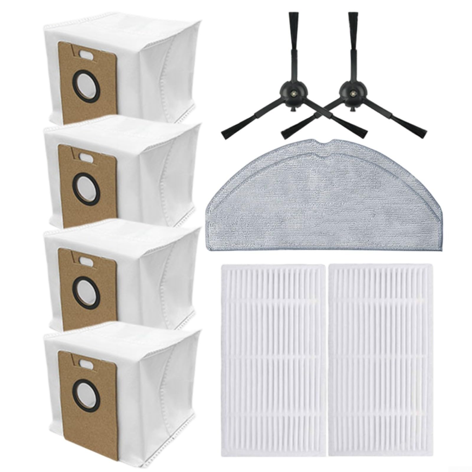HogarTech Spare Accessories for Tapo RV30 Max, RV30 Max Plus, RV20 Max, RV20 Max Plus Robotic Vacuum Cleaner, Include 2 Side Brushes 2 Filter 2 Mop Cloth 2 Dust Bag