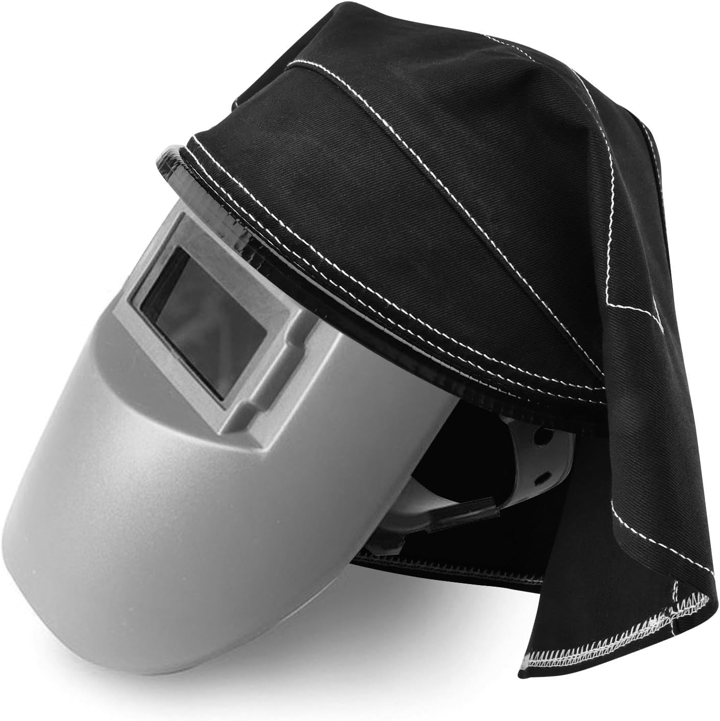 Welding Helmet Cover, Cotton Welding Helmet Extended Headcover with Press Fit Seal, Full Protection Head Cover Hood Accessories Compatible with Most Helmets Head(COLOR:Black)