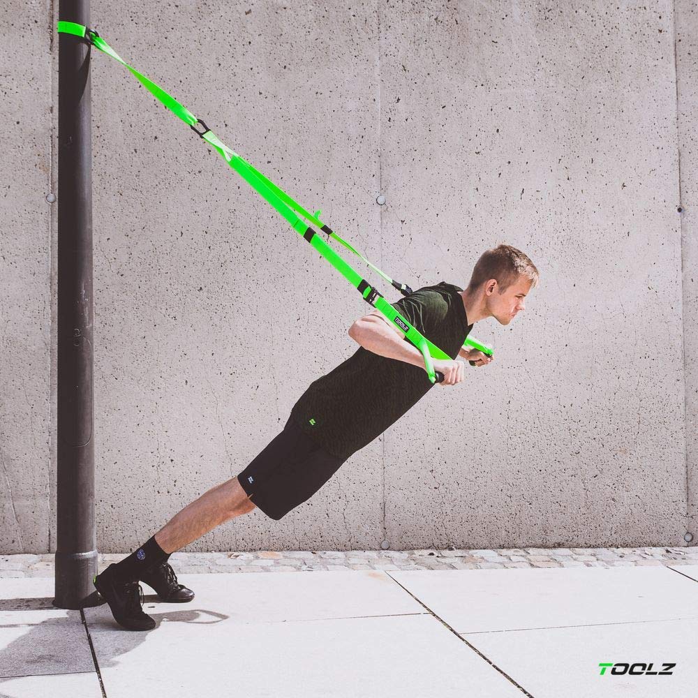 TOOLZ Schlingentrainer mit Türverankerung – Sling Trainer Set für effektives Ganzkörpertraining – Widerstandstraining für Zuhause & Outdoor – Mit Transportbeutel & Verlängerungsgurt