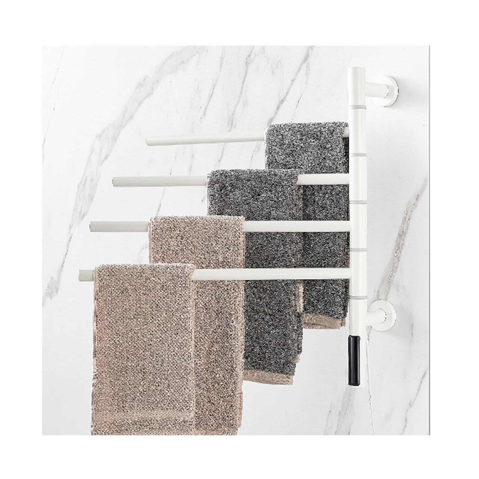 Toallero calefactable de pared blanco con control de temperatura para baño