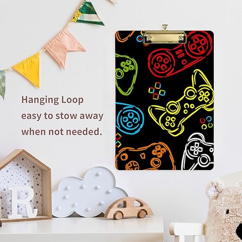 Miniatura 5 de Yasala Portapapeles acrílico Joystick controlador de videojuegos arco iris neón A4 tamaño carta tablero de clip estándar con clip de perfil bajo de