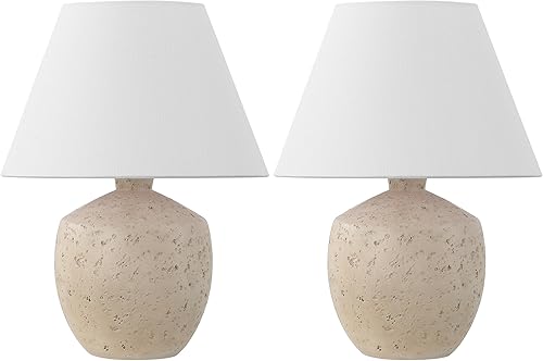 Miniatura 6 de JONATHAN Y JYL5606C-SET2 Myron - Lámpara de mesa LED minimalista escandinavo con efecto concreto de resina y hierro de 18 pulgadas para dormitorio,