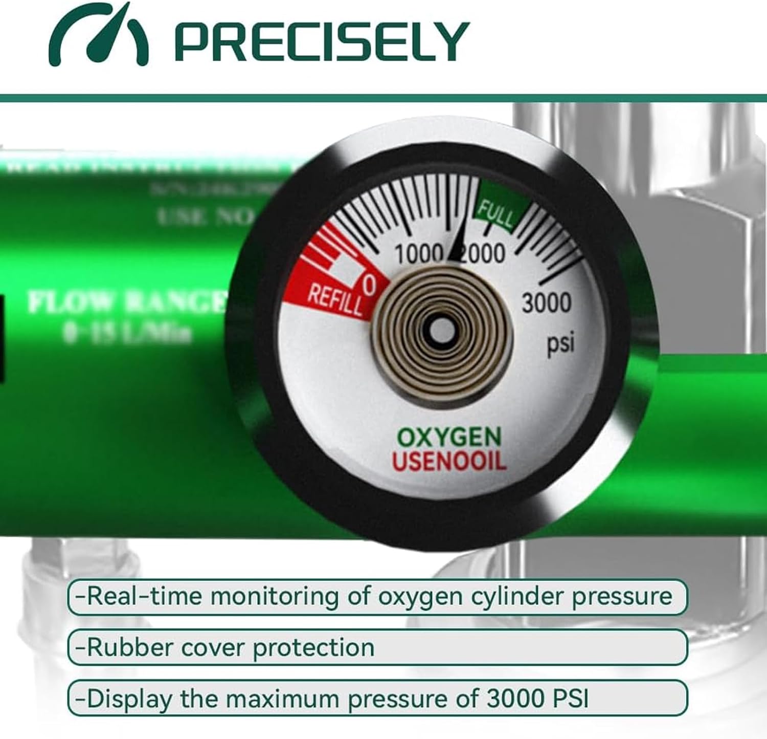 Oxygen Regulator for Oxygen Tank CGA870 Connection, Dual Brass Barb Outlet | High Precision Brass Sleeve Design, Adjustable Flow 0-15 LPM, 4.65" L×2.4" W×1.38" H, Portable Size for Home and Outdoor Use