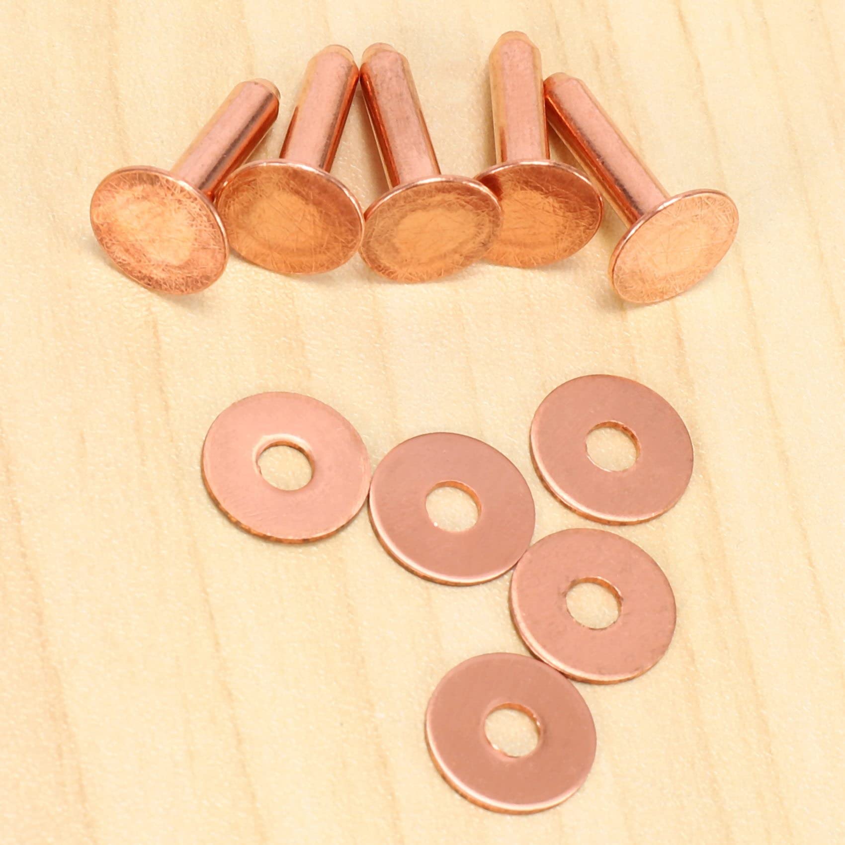 50 Set Di Rivetti In Rame E Sbavature Per Pelle - Diametro Testa 10mm, Lunghezza 14mm, Per Portafogli, Cinture E Forniture Artigianali Fai Da Te